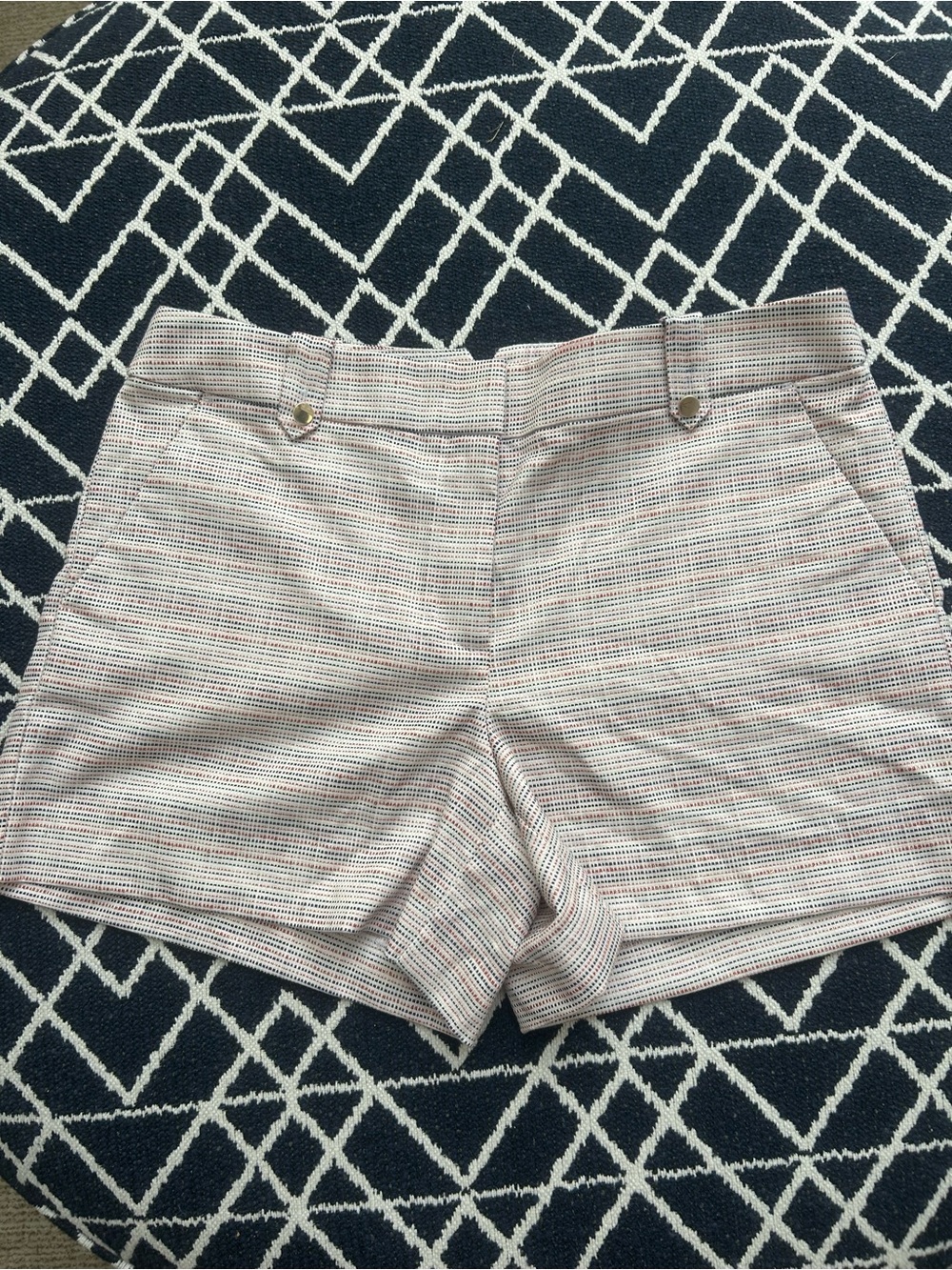 LOFT Orangr and White Striped High-Waist Women’s Shorts size 8